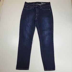 GAP Jeans Womens Sz 28 Blue Skinny Denim Dark Wash Straight Leg Preppy Comfy